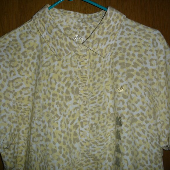 NWT WOMEN'S GLORIA VANDERBILT PULLOVER COTTON BLOUSE/TOP-SIZE L-YELLOW/BROWN - Picture 4 of 16